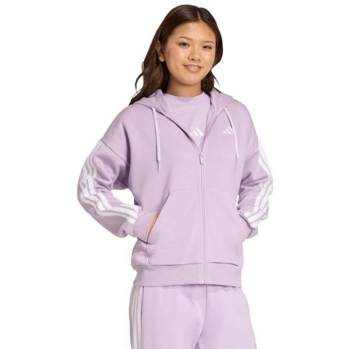 Moteriškas džemperis su gobtuvu adidas Essentials 3-Stripes, violetinis