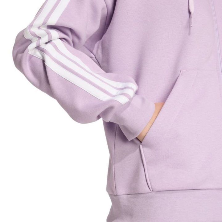 Moteriškas džemperis su gobtuvu adidas Essentials 3-Stripes, violetinis