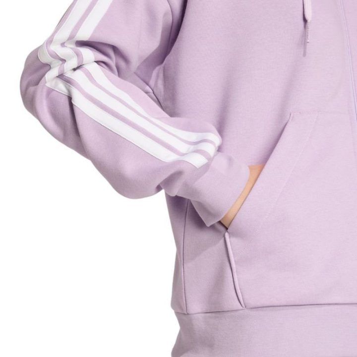 Moteriškas džemperis su gobtuvu adidas Essentials 3-Stripes, violetinis