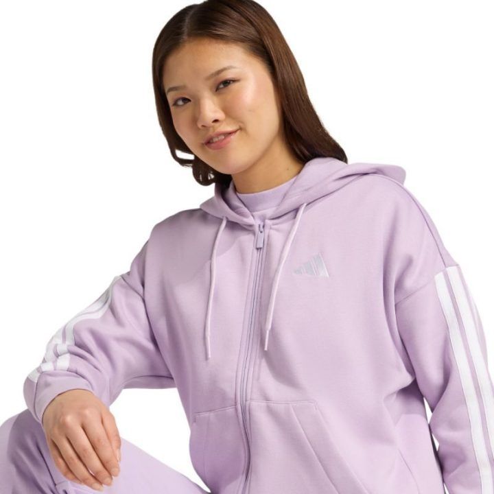 Moteriškas džemperis su gobtuvu adidas Essentials 3-Stripes, violetinis