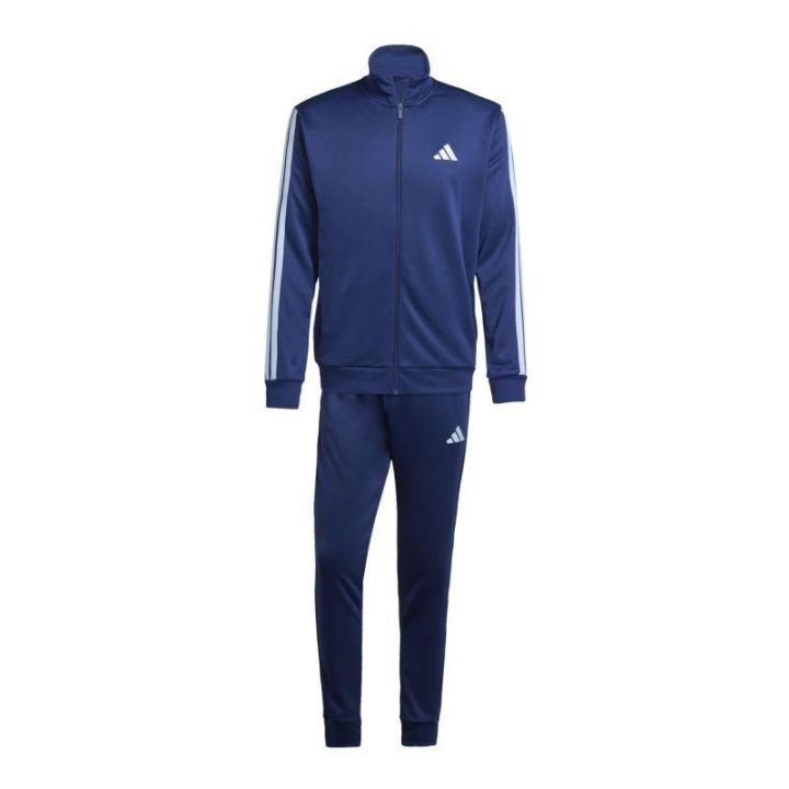 Vyriškas medvilninis sportinis kostiumas adidas 3S FT TT TS, mėlynas