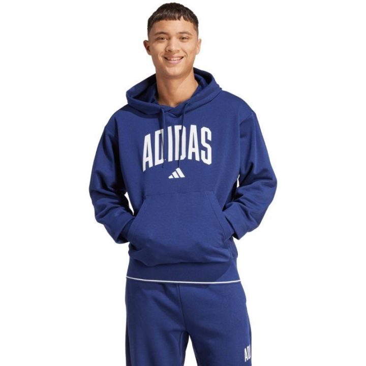 Vyriškas džemperis su gobtuvu adidas Collegiate, tamsiai mėlynas