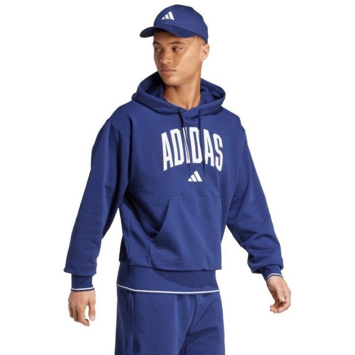 Vyriškas džemperis su gobtuvu adidas Collegiate, tamsiai mėlynas