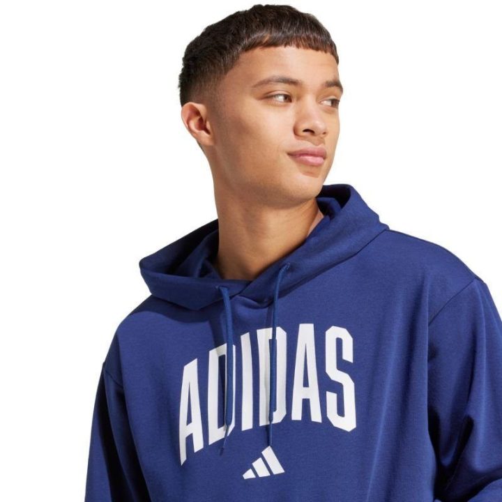 Vyriškas džemperis su gobtuvu adidas Collegiate, tamsiai mėlynas