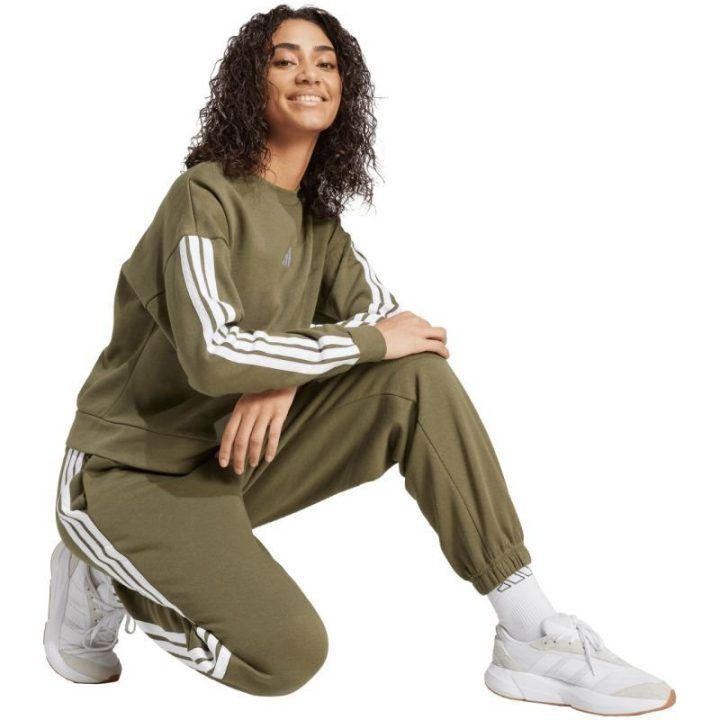 Moteriškos sportinės kelnės adidas 3-Stripes, alyvuogių