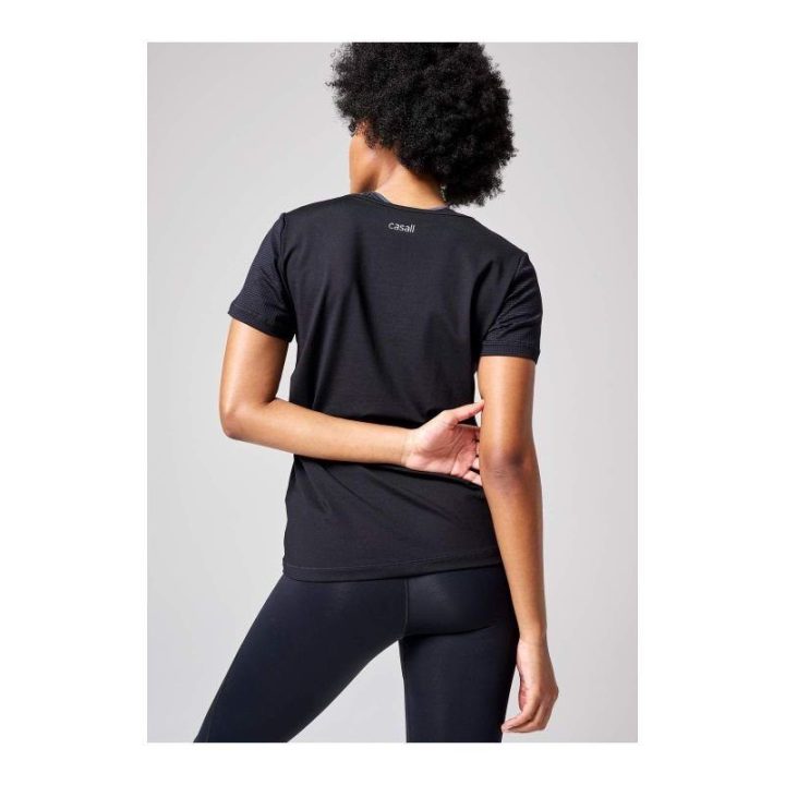 Marškinėliai su tinklo intarpais Casall Essential Mesh Detail, juodi