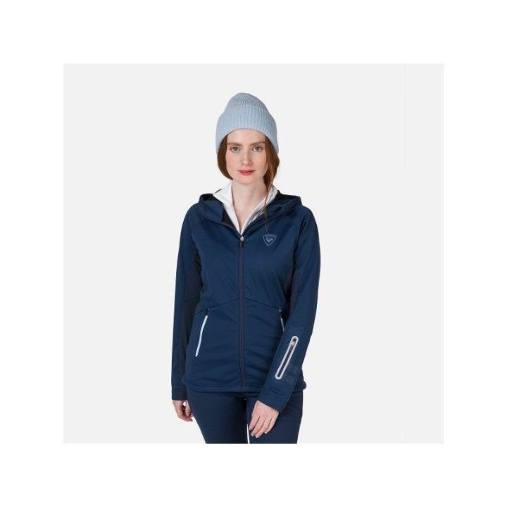 Moteriška softshell striukė su gobtuvu Rossignol, tamsiai mėlyna