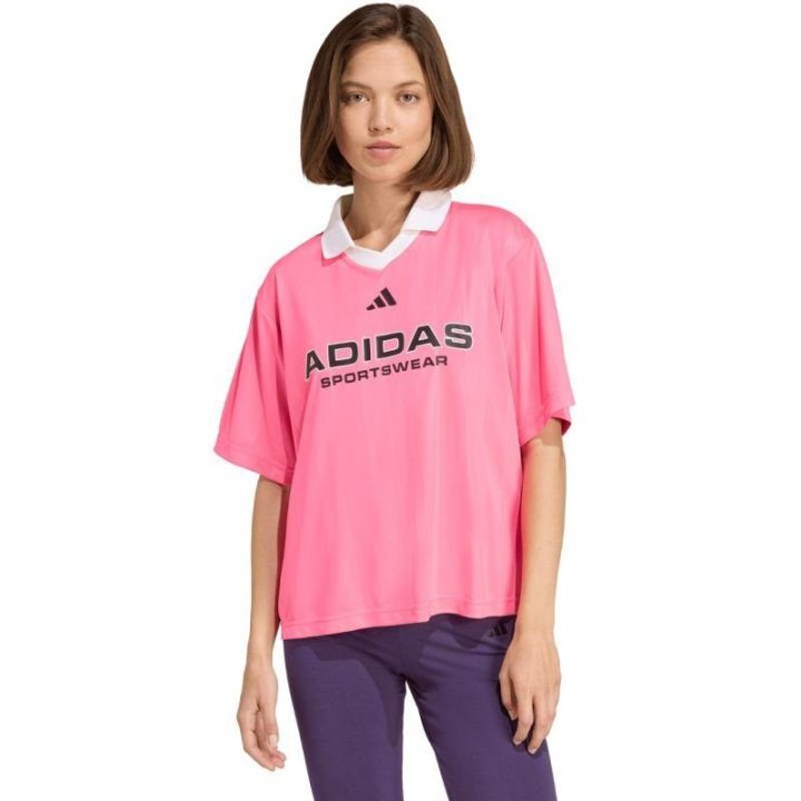 Moteriški laisvo kirpimo marškinėliai adidas Tiro Q4, rožiniai