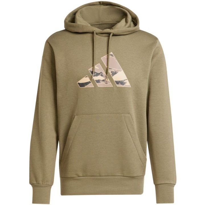 Vyriškas medvilninis džemperis su gobtuvu adidas Camo, alyvuogių
