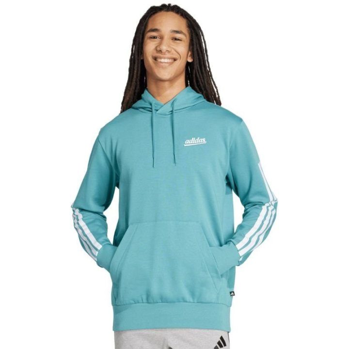 Vyriškas medvilninis džemperis su gobtuvu adidas Color Script, mėlynas