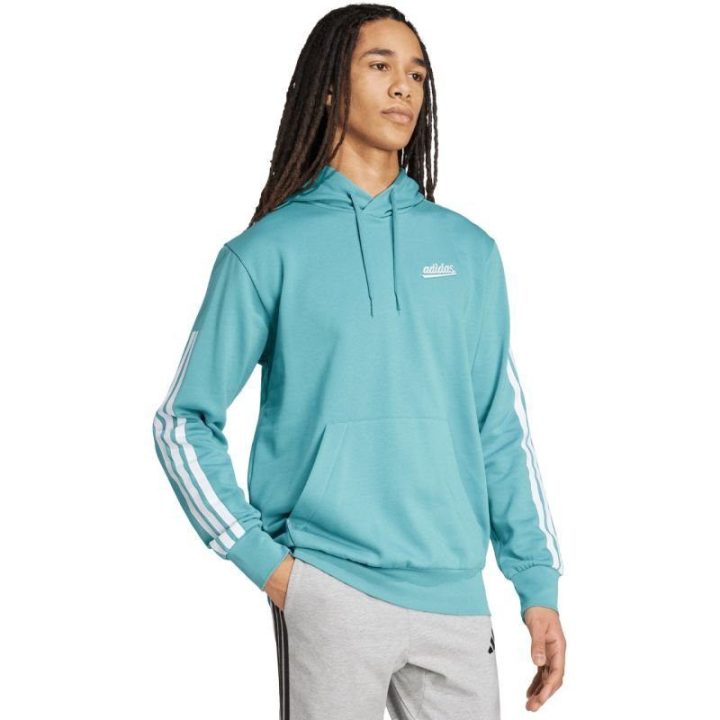 Vyriškas medvilninis džemperis su gobtuvu adidas Color Script, mėlynas