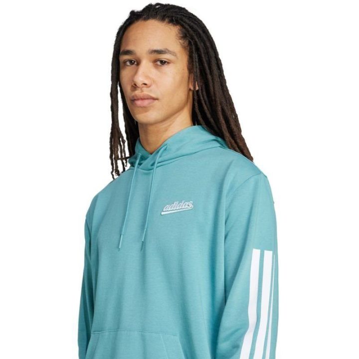 Vyriškas medvilninis džemperis su gobtuvu adidas Color Script, mėlynas