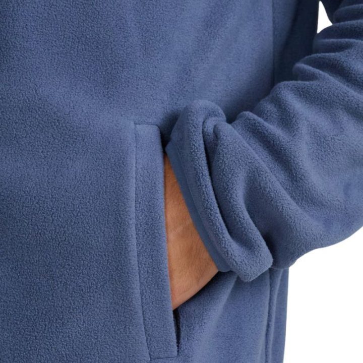 Vyriškas flisinis džemperis su gobtuvu 4F, džinso mėlynas