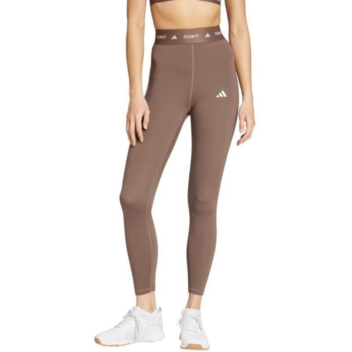 Moteriškos 7/8 tamprės su aukštu juosmeniu adidas Techfit, rudos