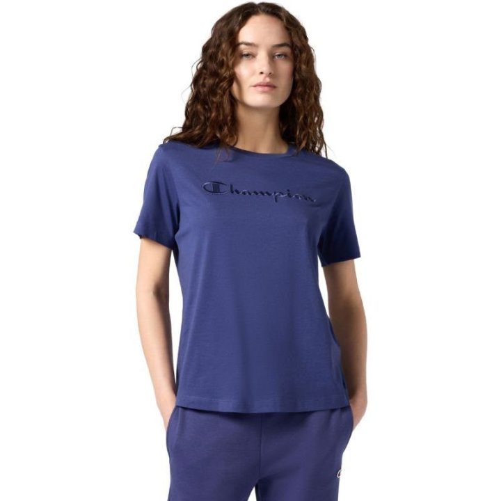 Moteriški medvilniniai marškinėliai Champion SS Tee, mėlyni