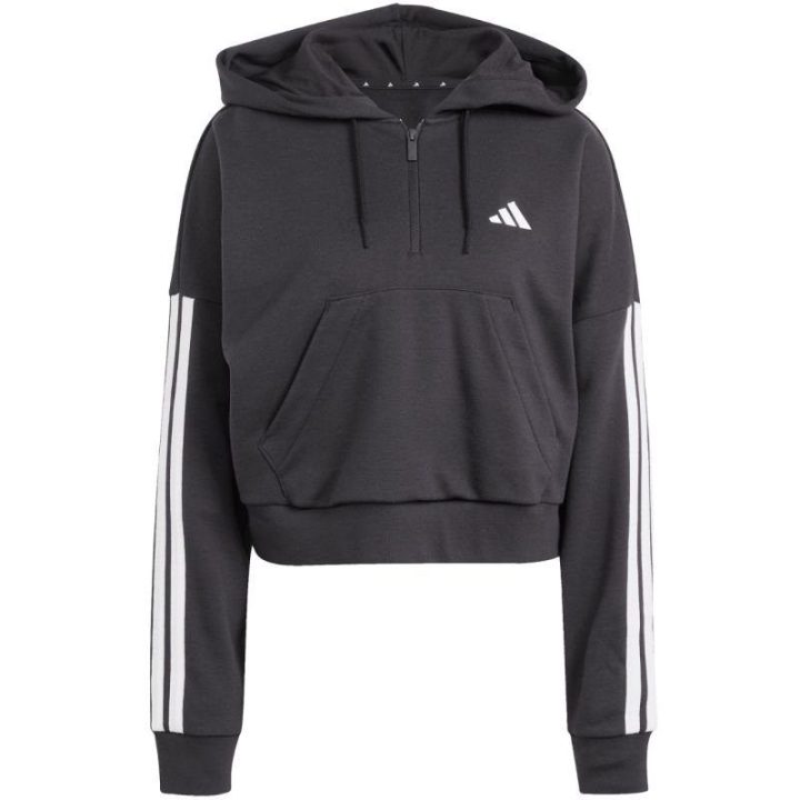 Moteriškas medvilninis džemperis su gobtuvu adidas, juodas