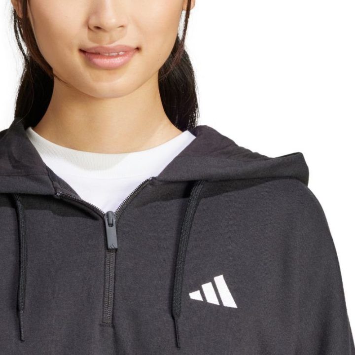 Moteriškas medvilninis džemperis su gobtuvu adidas, juodas