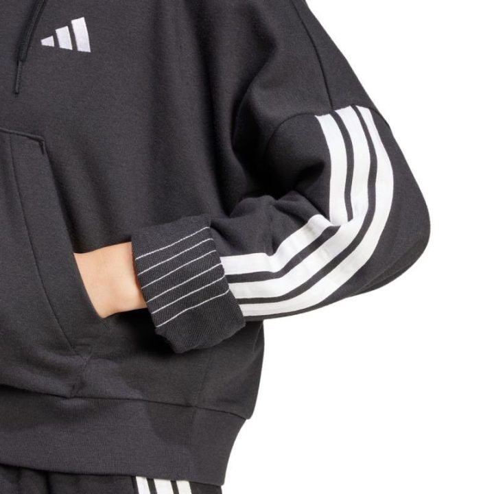 Moteriškas medvilninis džemperis su gobtuvu adidas, juodas