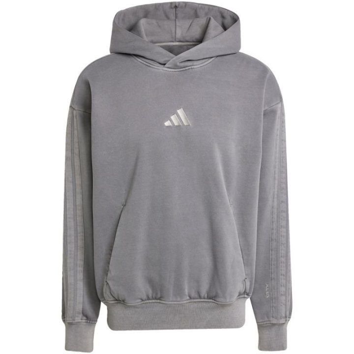 Vyriškas medvilninis džemperis su gobtuvu adidas ALL SZN, pilkas