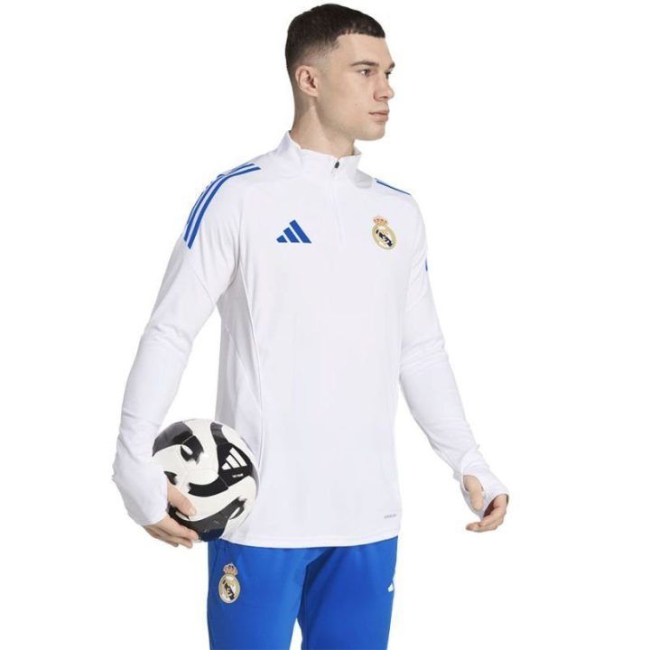 Vyriškas futbolo treniruočių džemperis adidas Real Madrid, baltas