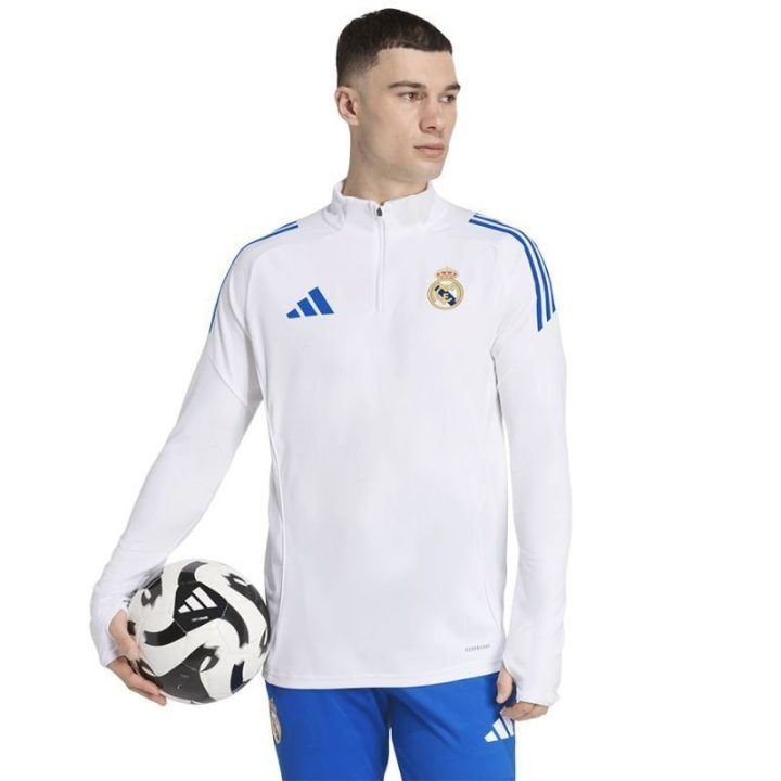 Vyriškas futbolo treniruočių džemperis adidas Real Madrid, baltas