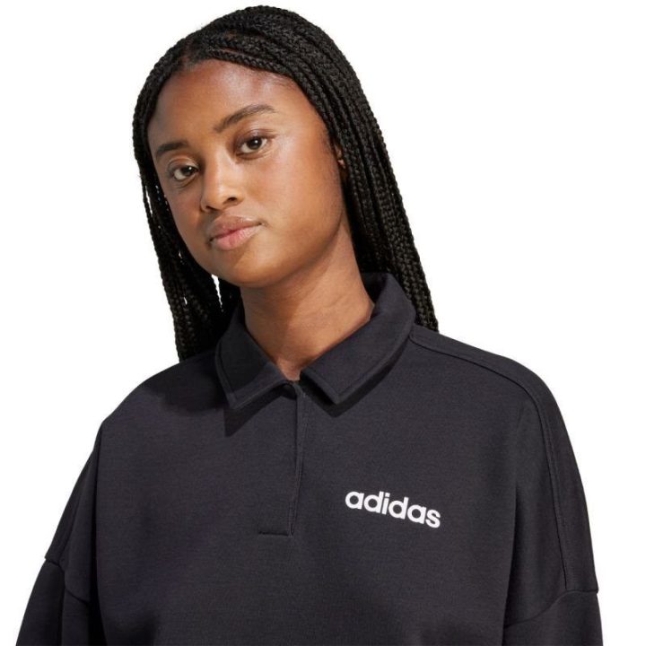 Moteriškas medvilninis džemperis adidas Essentials Linear, juodas