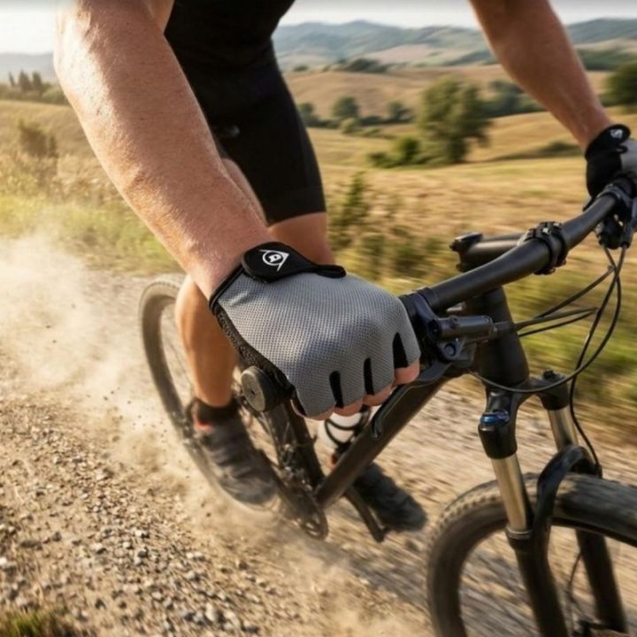 Dviračių pirštinės atvirais pirštais Dunlop, juodos ir pilkos