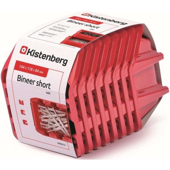 Dirbtuvių dėžučių rinkinys Kistenberg Bineer Short, 8 vnt., raudonas