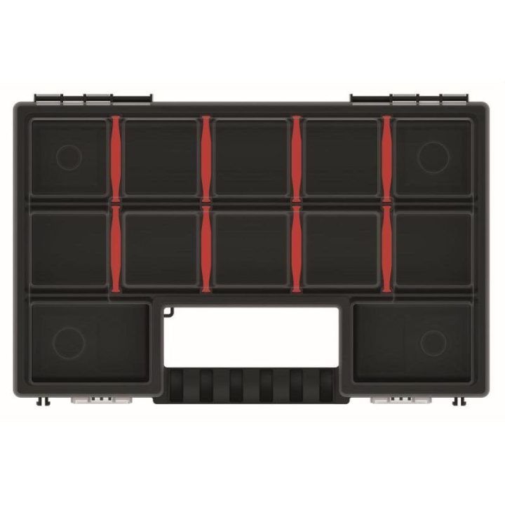 Įrankių organizatorius Kistenberg, 24 skyreliai, juodas ir raudonas