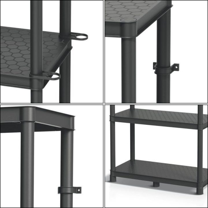 Stelažas Kistenberg Stackaro Solid, 74 × 36 × 172,5 cm, juodas