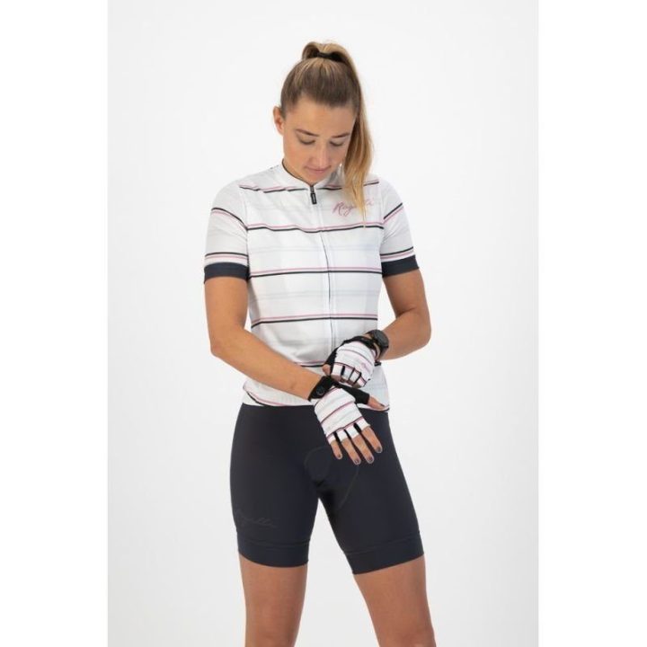 Moteriškos pirštinės Rogelli Stripe, baltos ir rožinės
