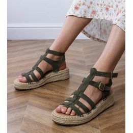 Moteriškos espadrilių basutės su platforma, žalios
