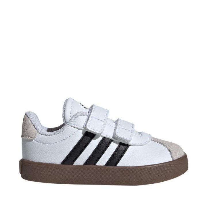 Vaikiški riedlentininkų sportbačiai adidas VL Court 3.0, balti ir pilki