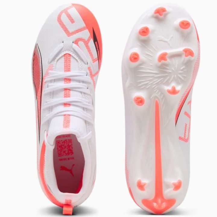 Vaikiški futbolo bateliai Puma Ultra 5 Match FG/MG, balti