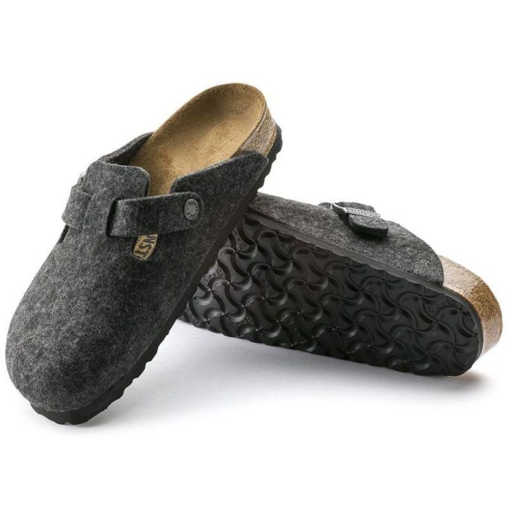 Uniseks vilnonio veltinio šlepetės Birkenstock Boston, antracito