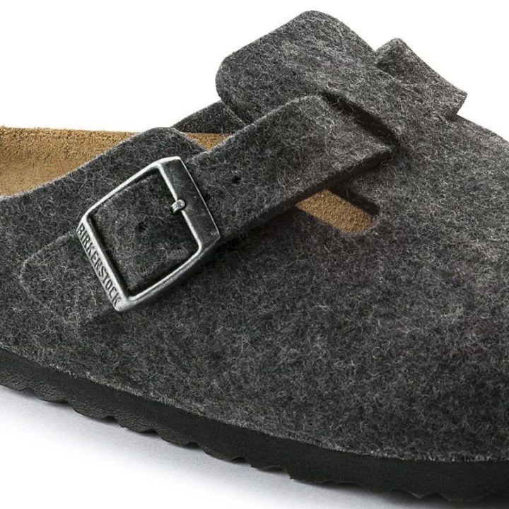 Uniseks vilnonio veltinio šlepetės Birkenstock Boston, antracito