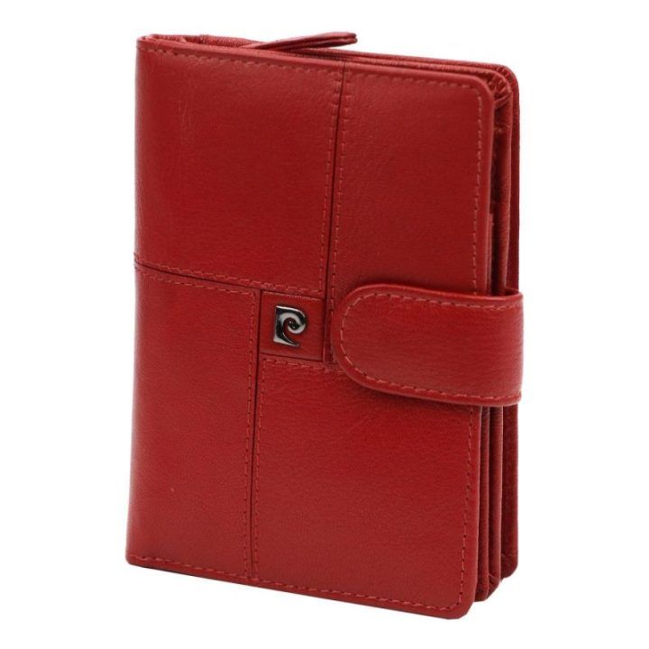 Moteriška natūralios odos piniginė Pierre Cardin, 10 × 13,5 × 3,5 cm, raudona