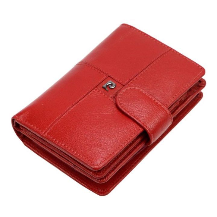 Moteriška natūralios odos piniginė Pierre Cardin, 10 × 13,5 × 3,5 cm, raudona
