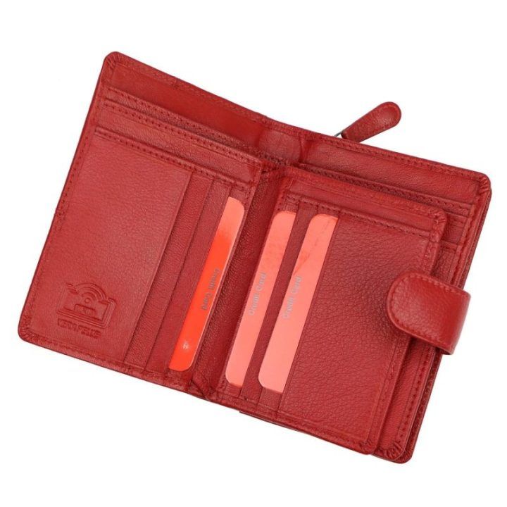 Moteriška natūralios odos piniginė Pierre Cardin, 10 × 13,5 × 3,5 cm, raudona