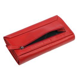 Moteriška natūralios odos piniginė Pierre Cardin, 18,5 × 10 × 3,5 cm, raudona