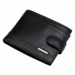 Vyriška natūralios odos piniginė Pierre Cardin, 12,5 × 9,5 × 3 cm – juoda