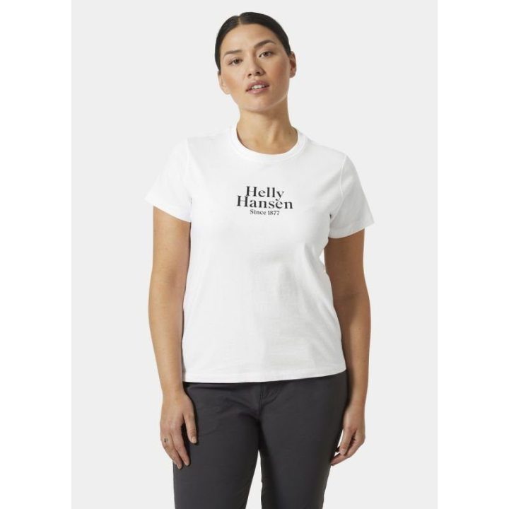 Moteriški medvilniniai marškinėliai Helly Hansen Core Graphic, balti