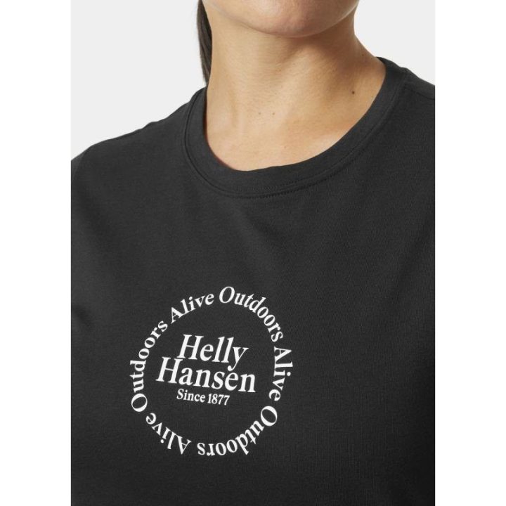 Moteriški medvilniniai marškinėliai Helly Hansen Core Graphic, juodi