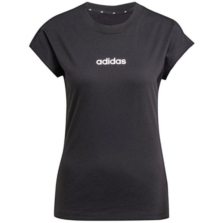 Moteriški medvilniniai marškinėliai adidas Essentials Linear, juodi