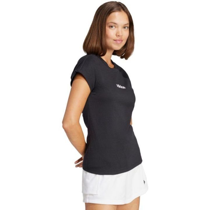 Moteriški medvilniniai marškinėliai adidas Essentials Linear, juodi