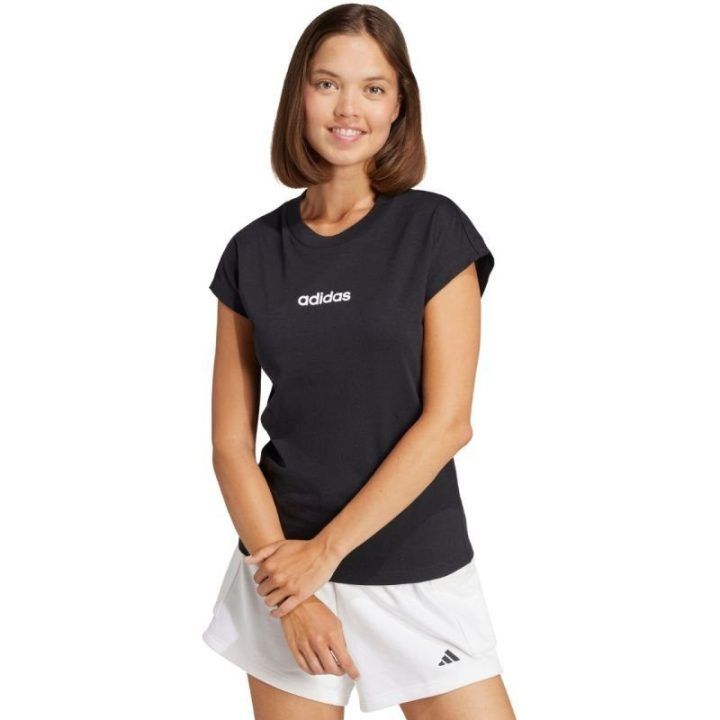 Moteriški medvilniniai marškinėliai adidas Essentials Linear, juodi