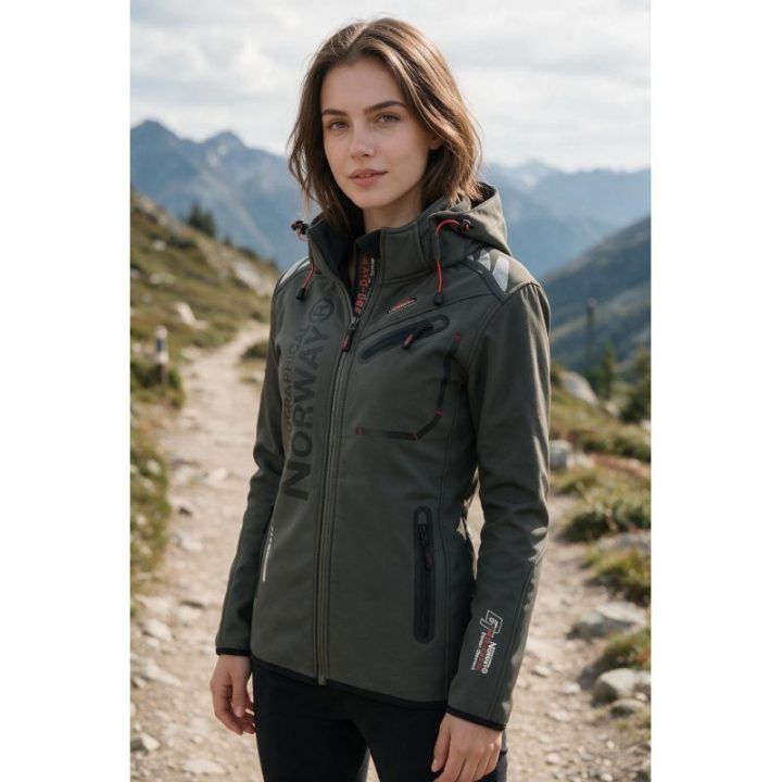 Moteriška softshell striukė Geographical Norway, pilka ir juoda