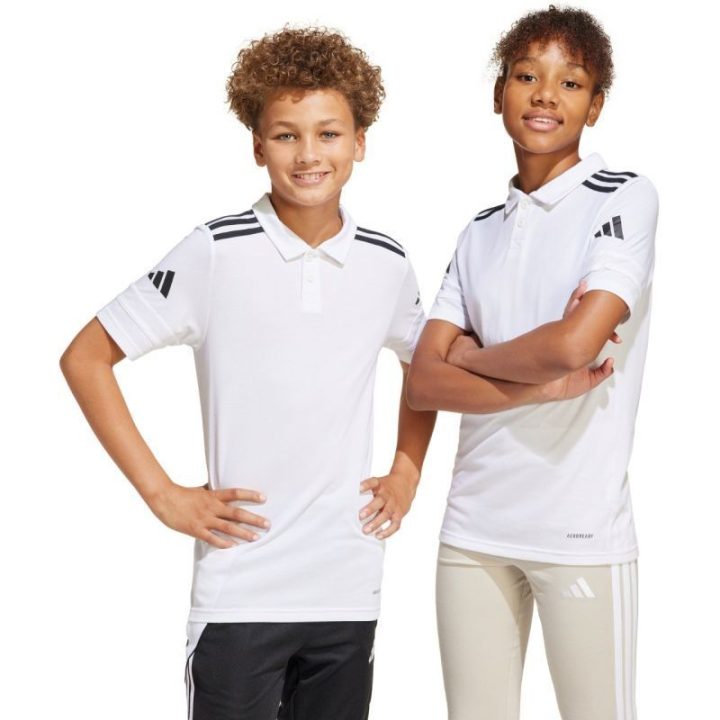Vaikiški greitai džiūstantys polo marškinėliai adidas Squadra 25, balti