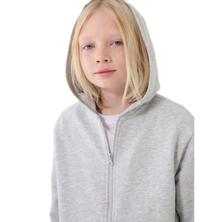 Vaikiškas džemperis su gobtuvu 4F, pilkas