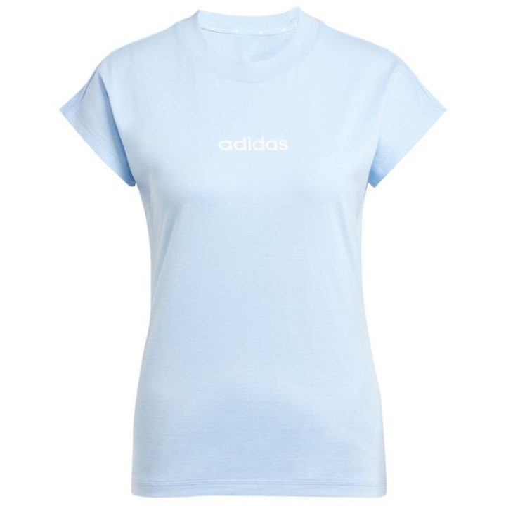 Moteriški medvilniniai marškinėliai adidas Essentials Linear, žydri